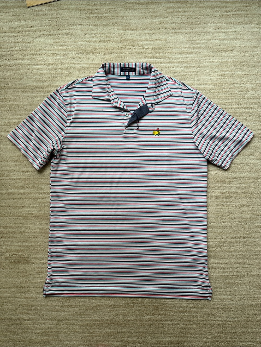 MASTERS Peter Millar Men's Multi Stripe Performance Tech Golf Polo Shirt Large